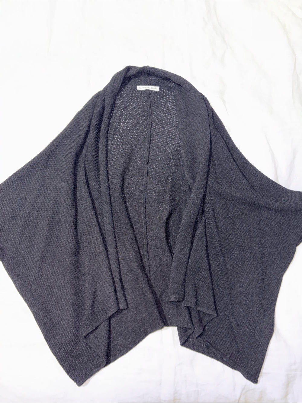 Relaxed Open-Front Black Knit Cardigan